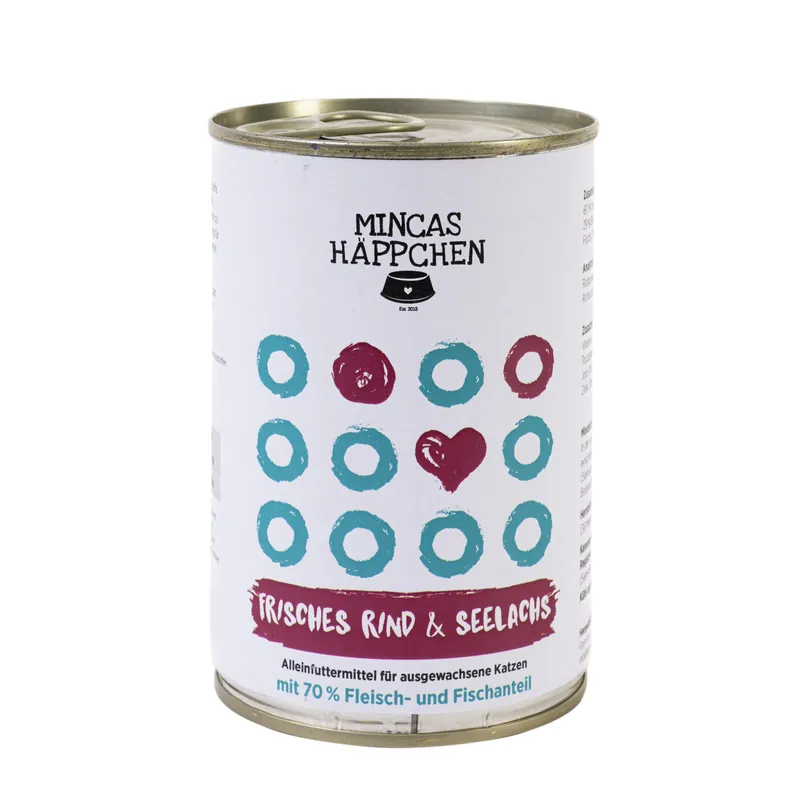 Sparpaket 6 x 400 g Mincas Häppchen Rind & Seelachs Katzen Nassfutter Letzte Chance